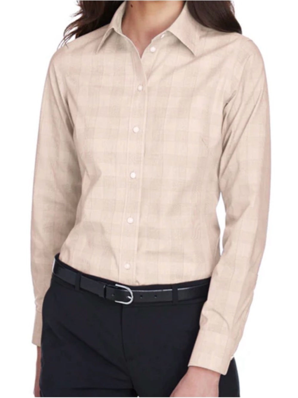 Devon & Jones Ladies Active Fit Plaid Dress Shirt. DG520W.